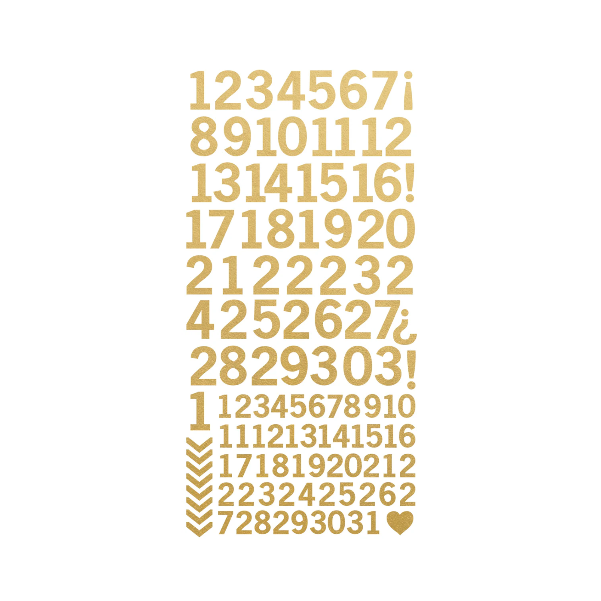 Number Stickers - Metallic Gold