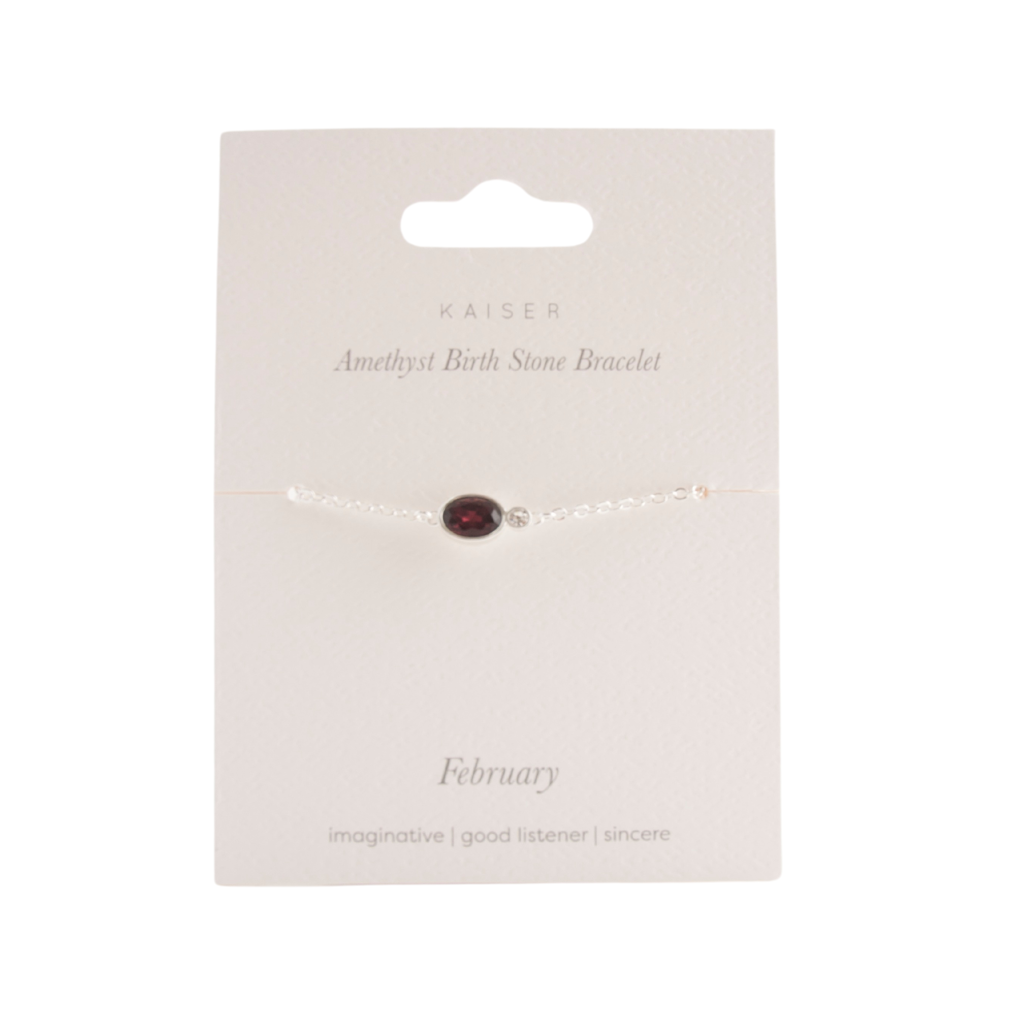 Birthstone Bracelet Silver - February