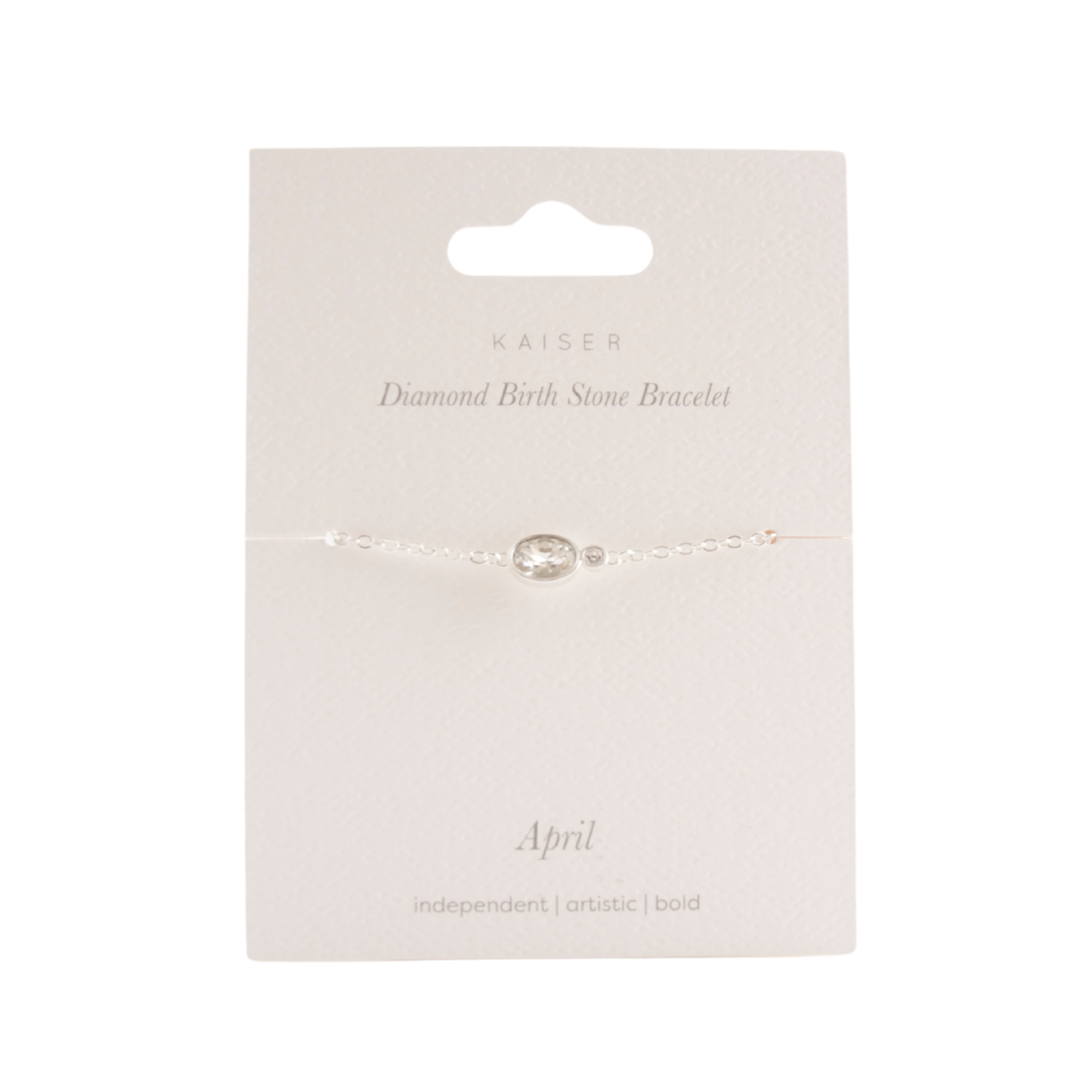 Birthstone Bracelet Silver - April