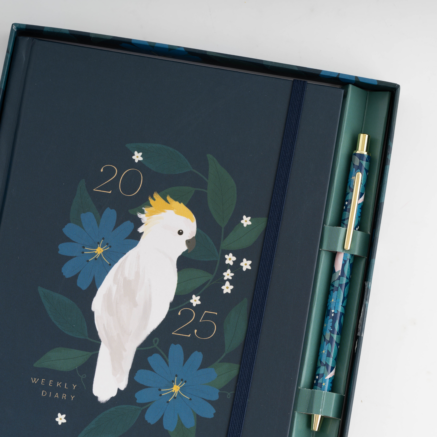 2025 A5 Weekly Diary & Pen - Cockatoo Bloom