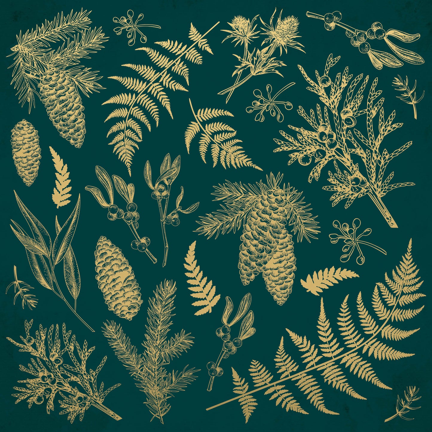 Emerald Eve 12x12 Scrapbook Paper - EMERALD LEAVES