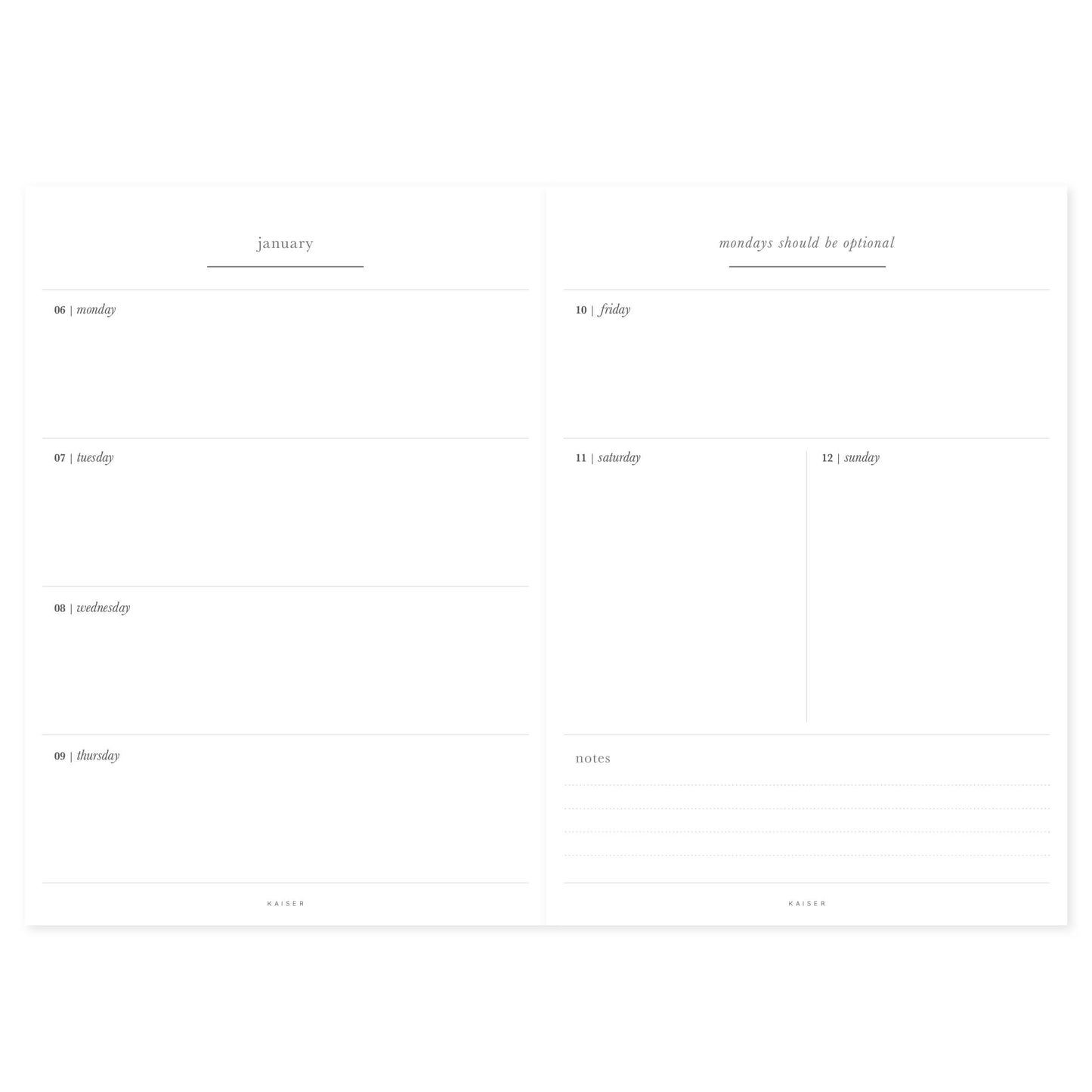 2025 A5 Weekly Spiral Diary - Tranquil